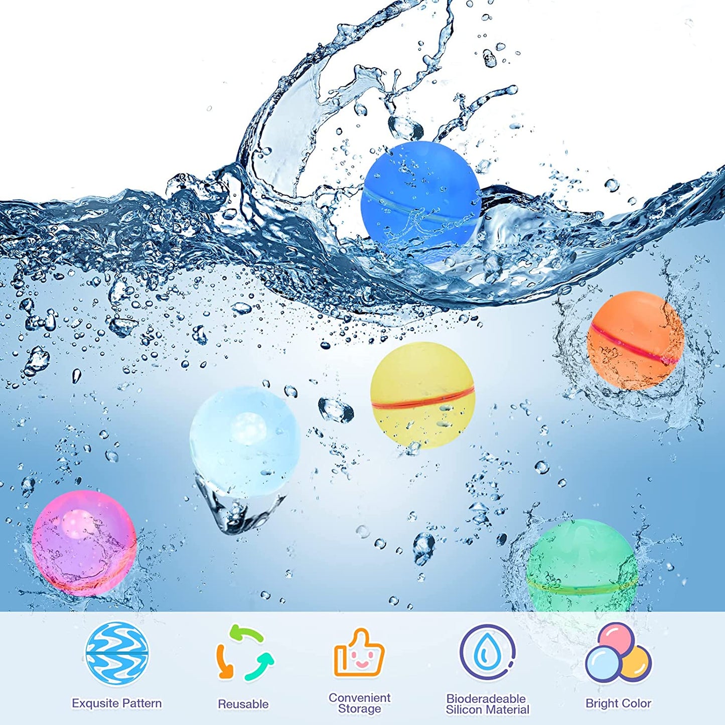 SplashPop™ Reusable Water Balloons (12 pcs)